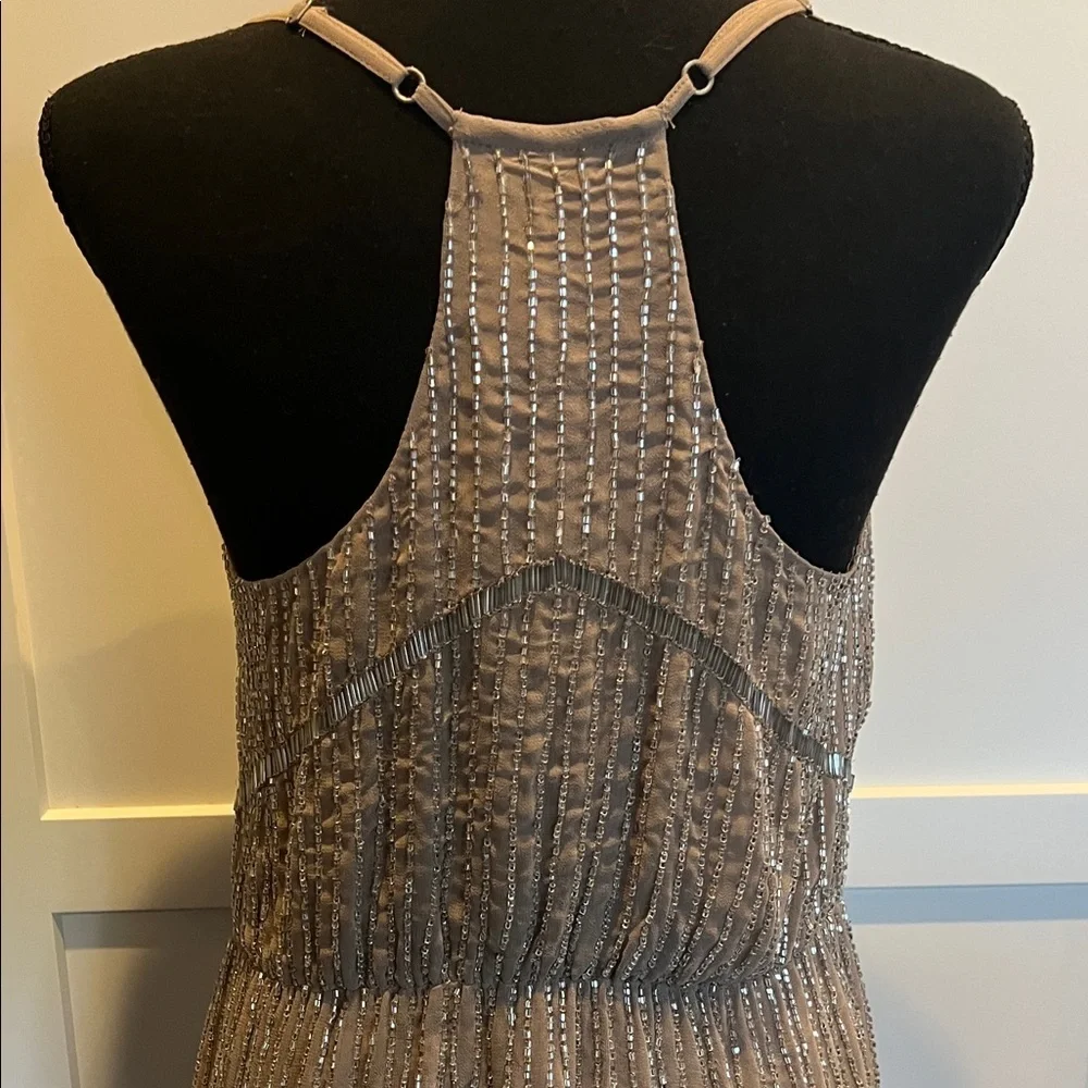 NWT W118 by Walter Baker Beaded Taupe Brown Backless Destiny Dress Size 4 - Picture 14 of 16